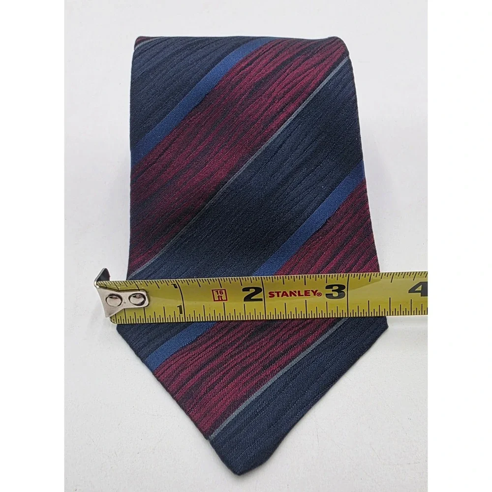 Cerruti 1881 Paris Men's Silk Tie Navy Burgundy Blue Striped Made in France
